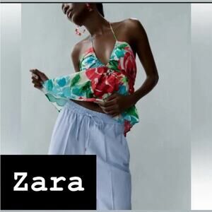 Zara Floral Multicolor Women's Top Size Large NWOT